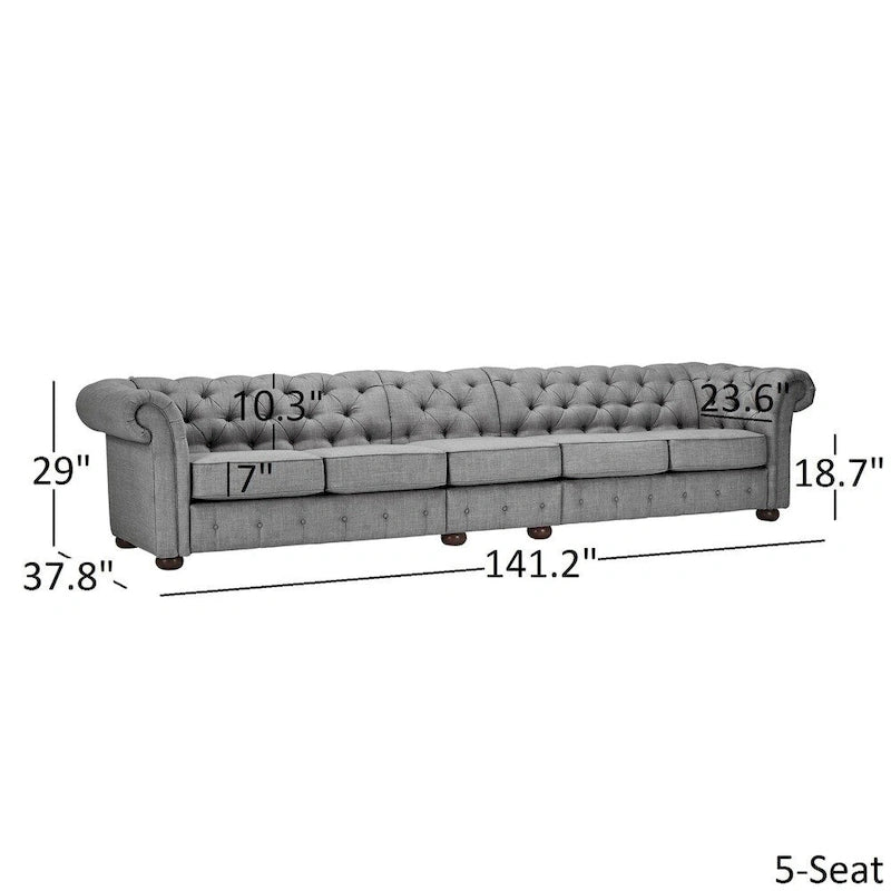 Divano Chesterfield Knightsbridge grigio chiaro extra lungo