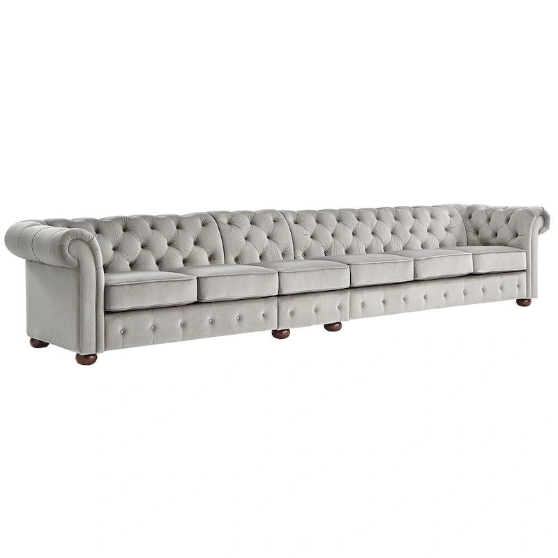 Divano Chesterfield Knightsbridge grigio chiaro extra lungo