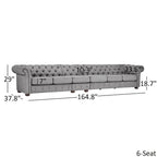 Divano Chesterfield Knightsbridge grigio chiaro extra lungo