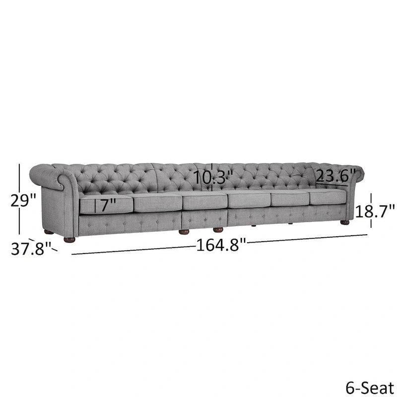 Divano Chesterfield Knightsbridge grigio chiaro extra lungo