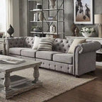 Divano Chesterfield Knightsbridge grigio chiaro extra lungo