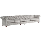 Divano Chesterfield Knightsbridge grigio chiaro extra lungo