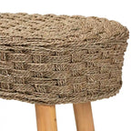 Panca d'appoggio Denver Modern Bohemian in legno di acacia e erba marina naturale
