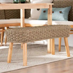 Panca d'appoggio Denver Modern Bohemian in legno di acacia e erba marina naturale