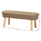 Panca d'appoggio Denver Modern Bohemian in legno di acacia e erba marina naturale