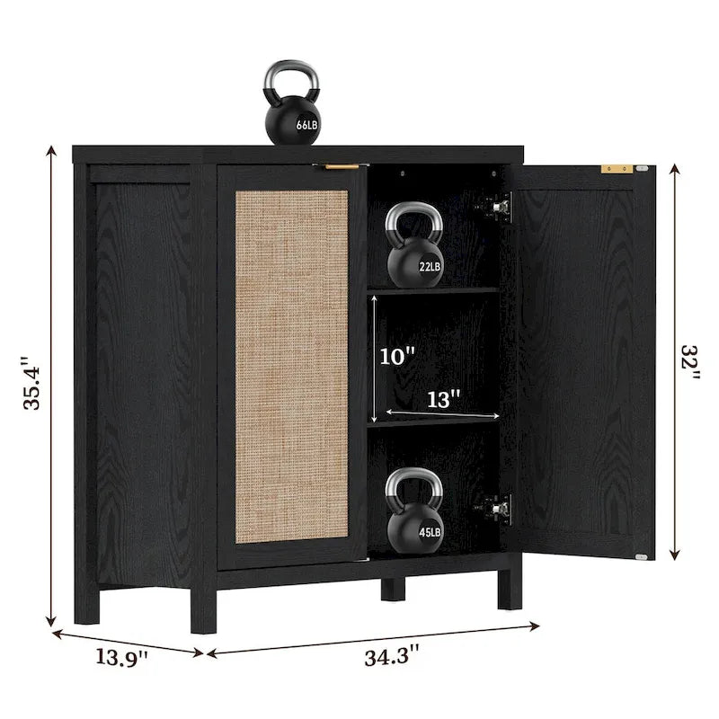 Madia in Rattan con 2 Ante - N/D