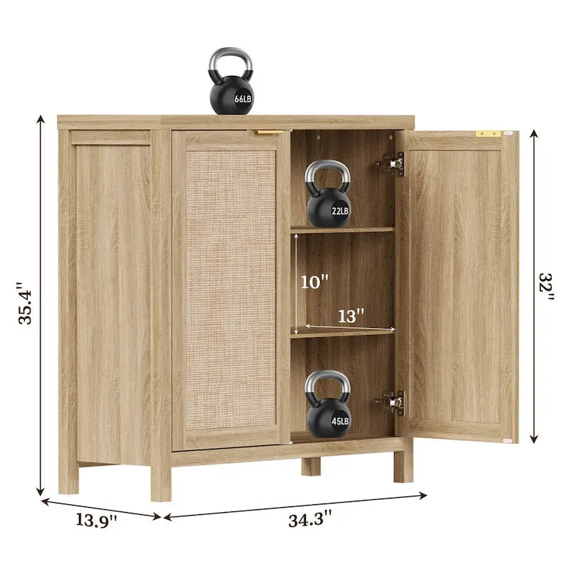 Madia in Rattan con 2 Ante - N/D