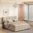 Letto estraibile Queen Size in tessuto di lino imbottito