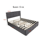 Letto estraibile Queen Size in tessuto di lino imbottito