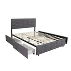 Letto estraibile Queen Size in tessuto di lino imbottito