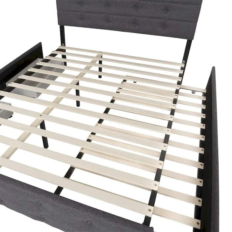 Letto estraibile Queen Size in tessuto di lino imbottito