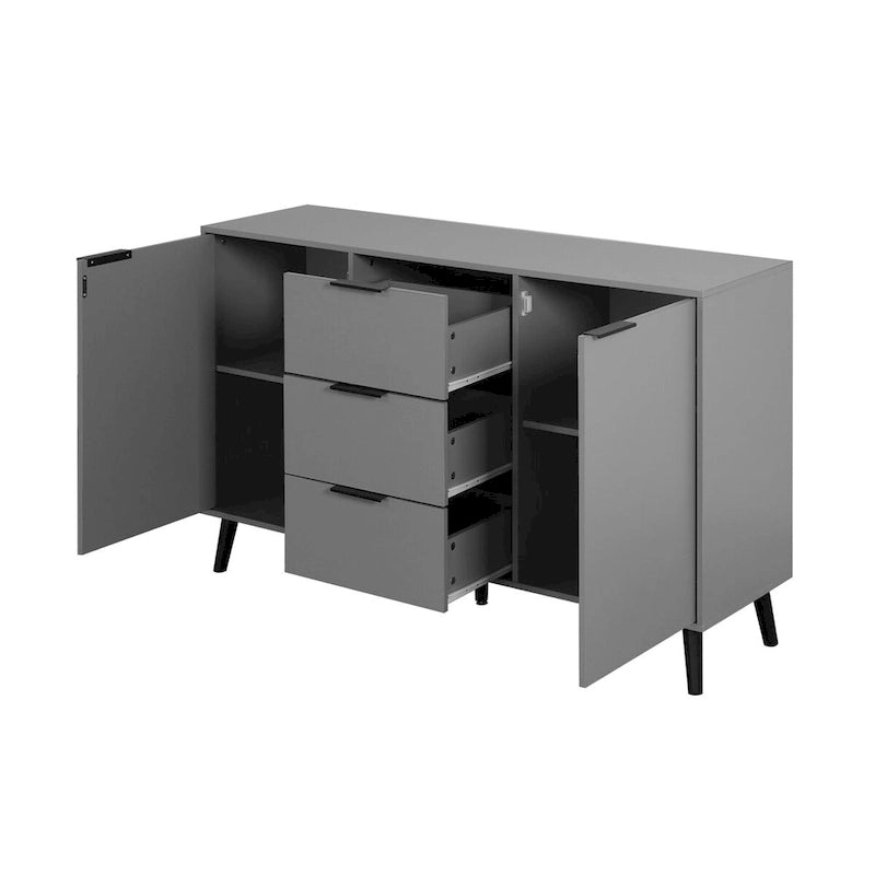 Madia da Credenza con Ante e Cassetti, Mobile da Buffet per Caffè in Legno, 3 Cassetti e 2 Ante, Mobile Contenitore
