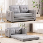Divano futon imbottito con divano letto estraibile, divanetto trapuntato pieghevole multicolore con portabicchieri