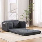 Divano futon imbottito con divano letto estraibile, divanetto trapuntato pieghevole multicolore con portabicchieri