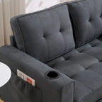 Divano futon imbottito con divano letto estraibile, divanetto trapuntato pieghevole multicolore con portabicchieri