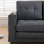 Divano futon imbottito con divano letto estraibile, divanetto trapuntato pieghevole multicolore con portabicchieri