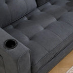 Divano futon imbottito con divano letto estraibile, divanetto trapuntato pieghevole multicolore con portabicchieri