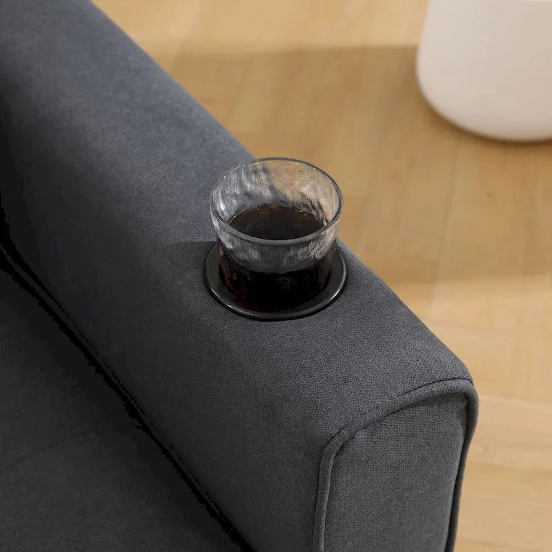 Divano futon imbottito con divano letto estraibile, divanetto trapuntato pieghevole multicolore con portabicchieri