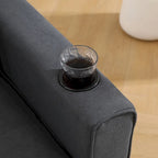 Divano futon imbottito con divano letto estraibile, divanetto trapuntato pieghevole multicolore con portabicchieri