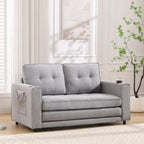 Divano futon imbottito con divano letto estraibile, divanetto trapuntato pieghevole multicolore con portabicchieri