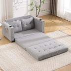 Divano futon imbottito con divano letto estraibile, divanetto trapuntato pieghevole multicolore con portabicchieri