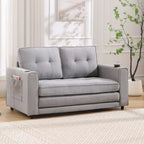 Divano futon imbottito con divano letto estraibile, divanetto trapuntato pieghevole multicolore con portabicchieri