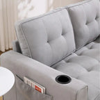 Divano futon imbottito con divano letto estraibile, divanetto trapuntato pieghevole multicolore con portabicchieri