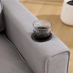 Divano futon imbottito con divano letto estraibile, divanetto trapuntato pieghevole multicolore con portabicchieri