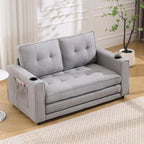Divano futon imbottito con divano letto estraibile, divanetto trapuntato pieghevole multicolore con portabicchieri