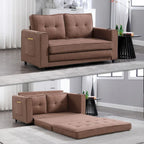 Divano futon imbottito con divano letto estraibile, divanetto trapuntato pieghevole multicolore con portabicchieri