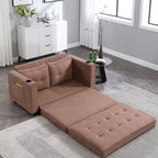 Divano futon imbottito con divano letto estraibile, divanetto trapuntato pieghevole multicolore con portabicchieri