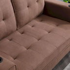 Divano futon imbottito con divano letto estraibile, divanetto trapuntato pieghevole multicolore con portabicchieri