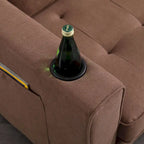 Divano futon imbottito con divano letto estraibile, divanetto trapuntato pieghevole multicolore con portabicchieri